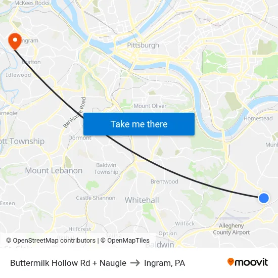 Buttermilk Hollow Rd + Naugle to Ingram, PA map