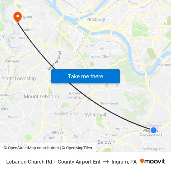 Lebanon Church Rd + County Airport Ent to Ingram, PA map