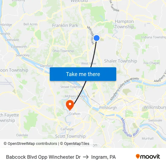 Babcock Blvd Opp Winchester Dr to Ingram, PA map