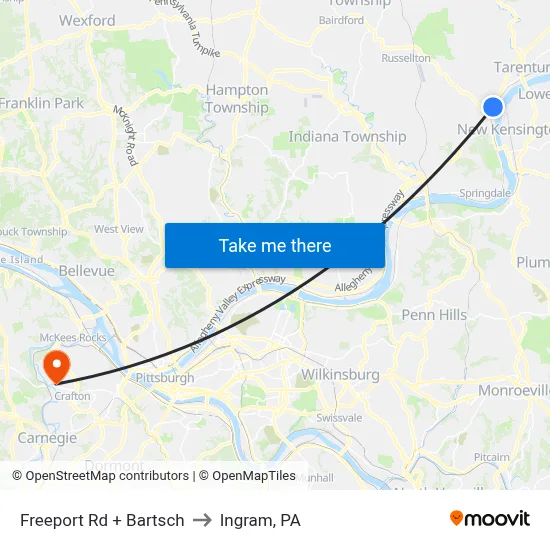 Freeport Rd + Bartsch to Ingram, PA map