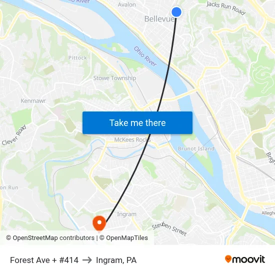 Forest Ave + #414 to Ingram, PA map