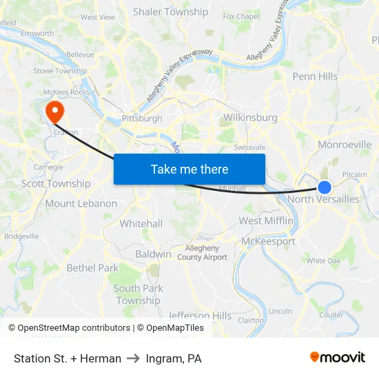 Station St. + Herman to Ingram, PA map