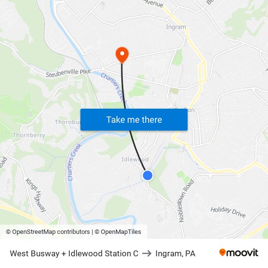 West Busway + Idlewood Station C to Ingram, PA map