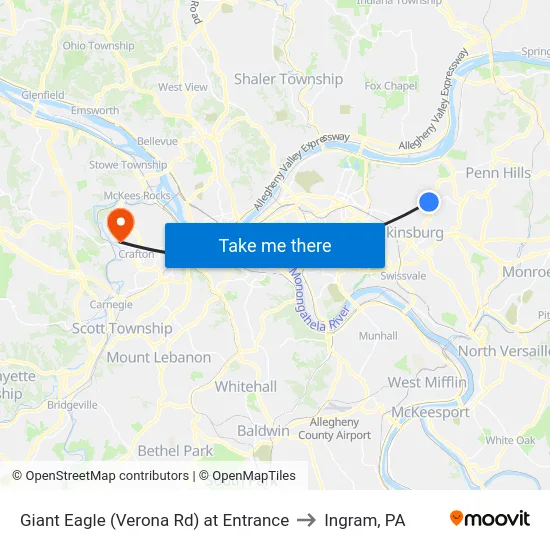 Giant Eagle (Verona Rd) at Entrance to Ingram, PA map