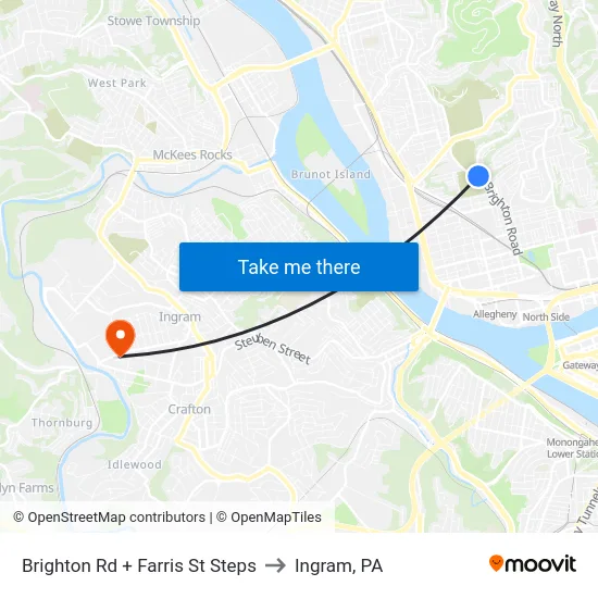 Brighton Rd + Farris St Steps to Ingram, PA map