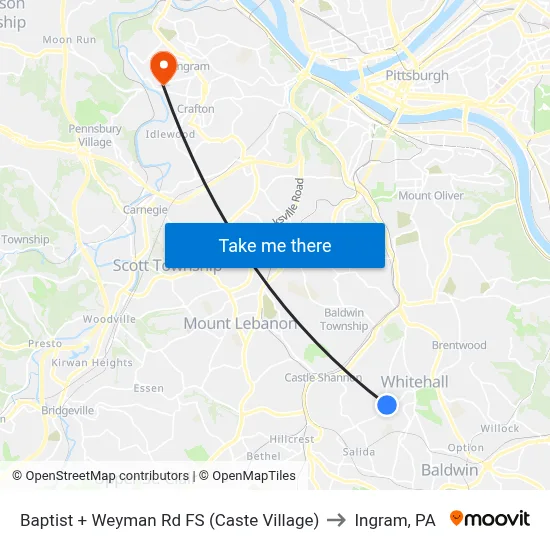 Baptist + Weyman Rd FS (Caste Village) to Ingram, PA map
