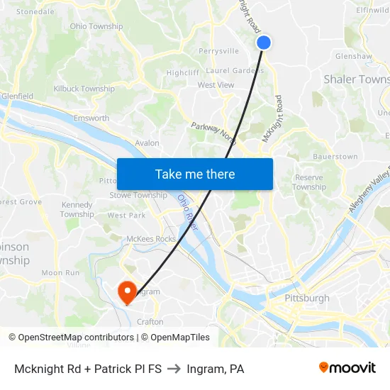 Mcknight Rd + Patrick Pl FS to Ingram, PA map