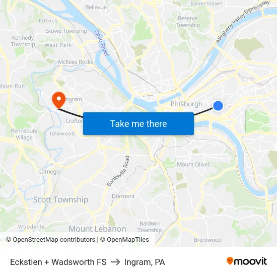 Eckstien + Wadsworth FS to Ingram, PA map
