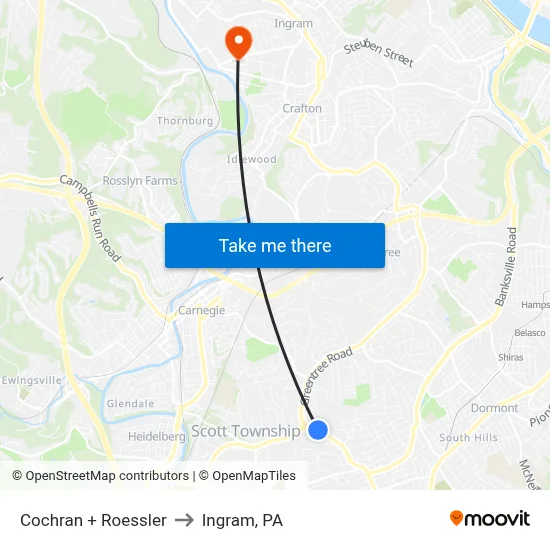 Cochran + Roessler to Ingram, PA map