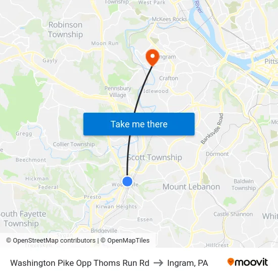 Washington Pike Opp Thoms Run Rd to Ingram, PA map