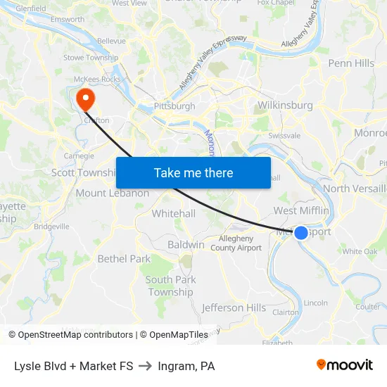 Lysle Blvd + Market FS to Ingram, PA map