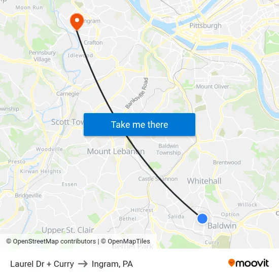 Laurel Dr + Curry to Ingram, PA map