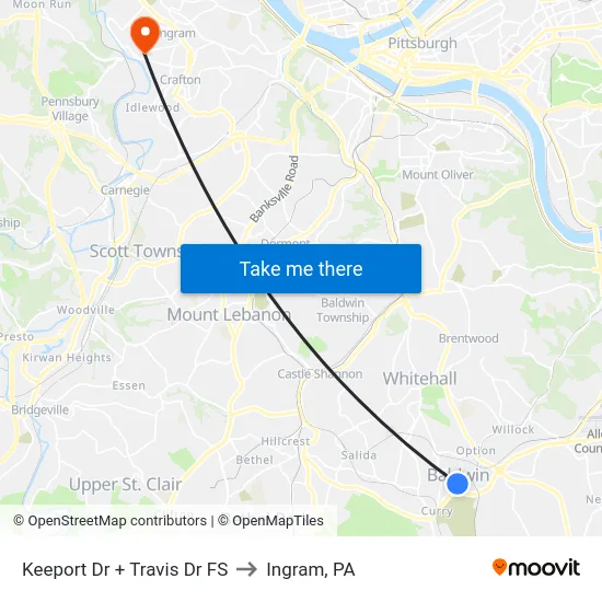 Keeport Dr + Travis Dr FS to Ingram, PA map