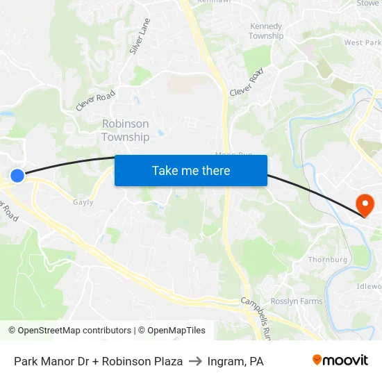 Park Manor Dr + Robinson Plaza to Ingram, PA map