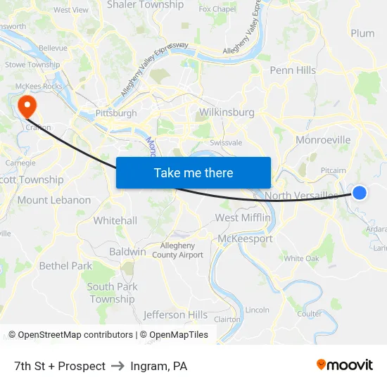 7th St + Prospect to Ingram, PA map