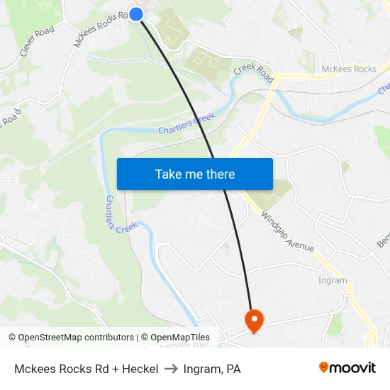 Mckees Rocks Rd + Heckel to Ingram, PA map