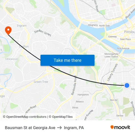 Bausman St at Georgia Ave to Ingram, PA map