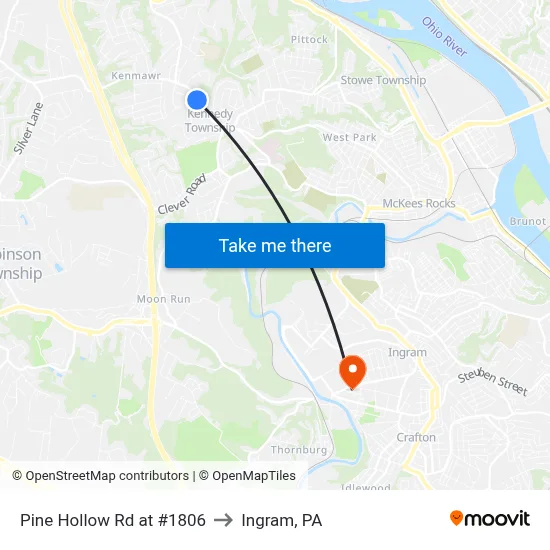 Pine Hollow Rd at #1806 to Ingram, PA map