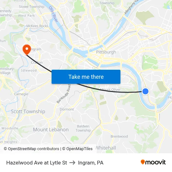 Hazelwood Ave at Lytle St to Ingram, PA map