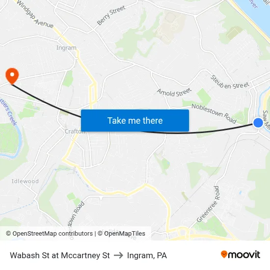 Wabash St at Mccartney St to Ingram, PA map