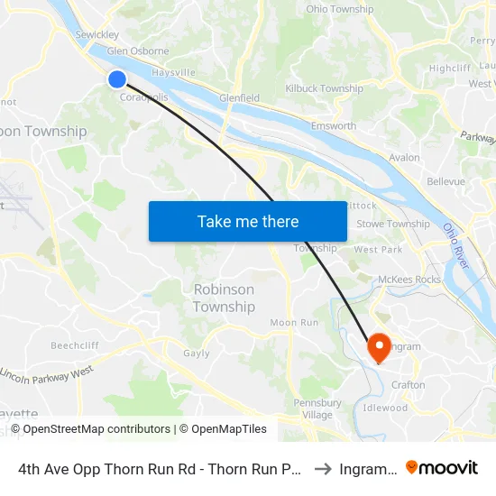 4th Ave Opp Thorn Run Rd - Thorn Run Park And Ride to Ingram, PA map