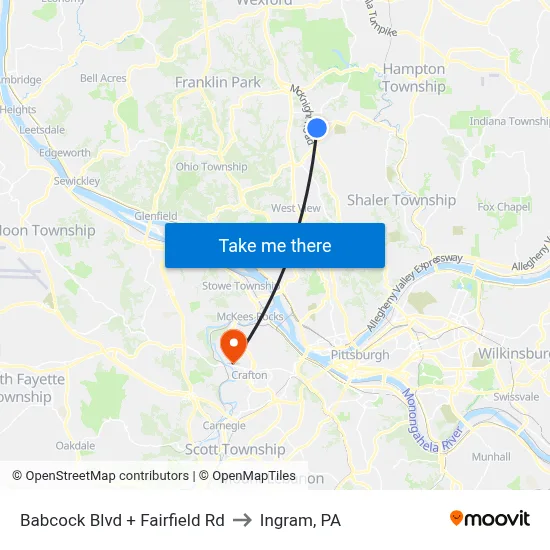 Babcock Blvd + Fairfield Rd to Ingram, PA map