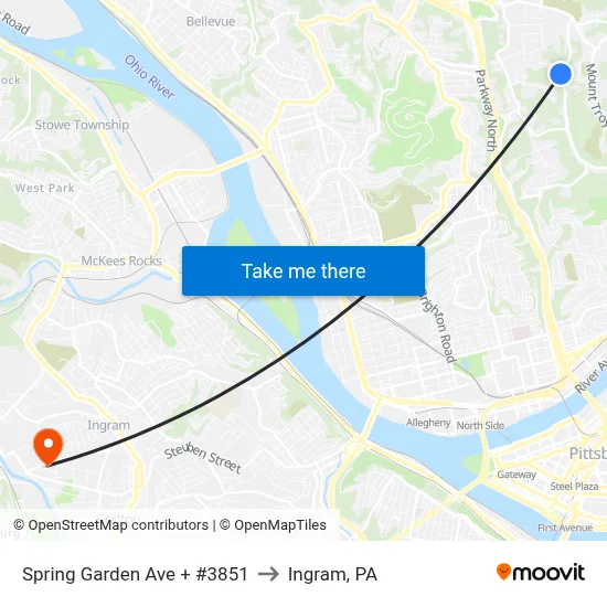 Spring Garden Ave + #3851 to Ingram, PA map