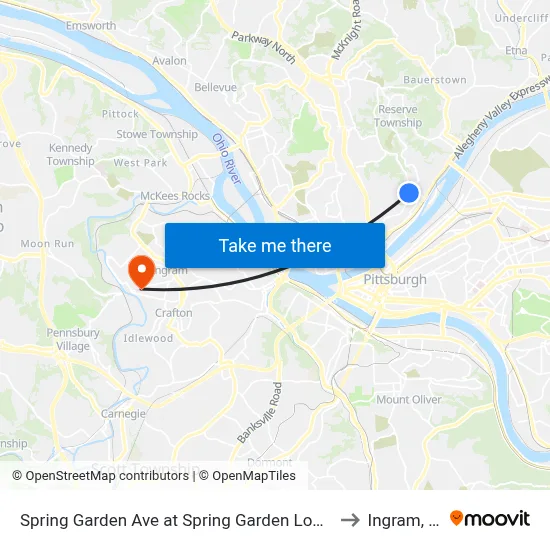 Spring Garden Ave at Spring Garden Loop Pnr to Ingram, PA map