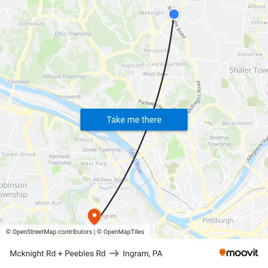 Mcknight Rd + Peebles Rd to Ingram, PA map