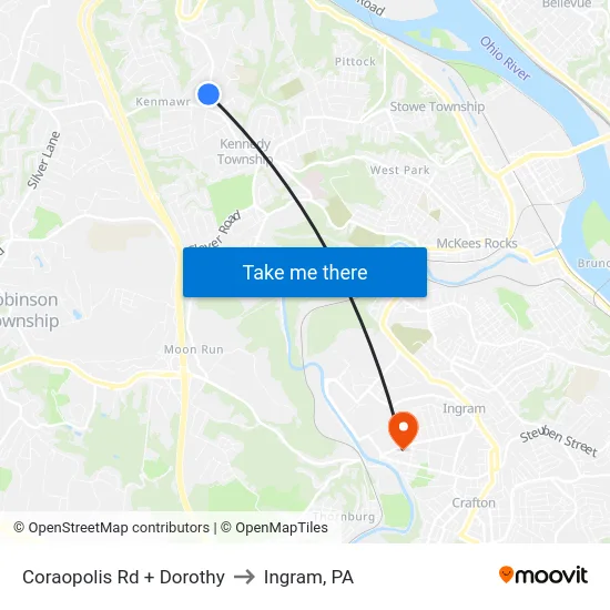 Coraopolis Rd + Dorothy to Ingram, PA map