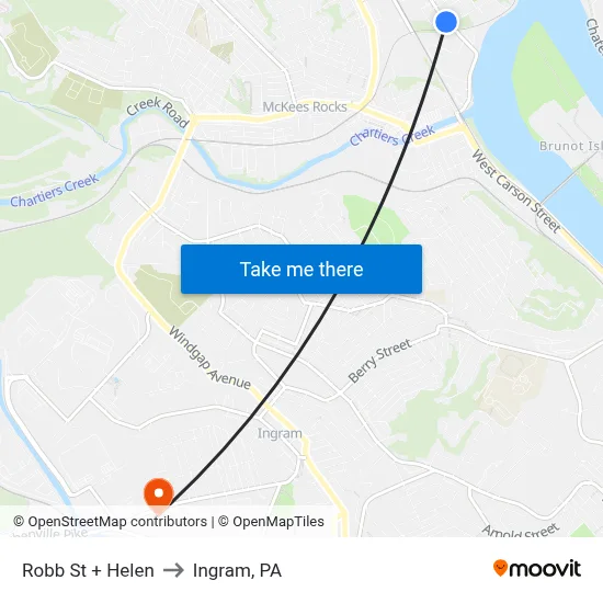 Robb St + Helen to Ingram, PA map