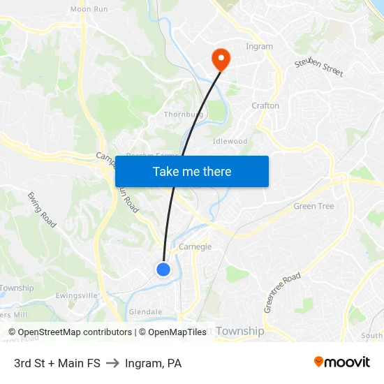 3rd St + Main FS to Ingram, PA map