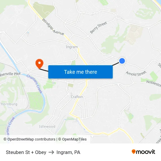 Steuben St + Obey to Ingram, PA map