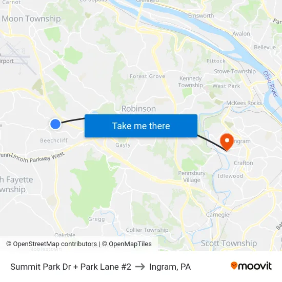 Summit Park Dr + Park Lane #2 to Ingram, PA map