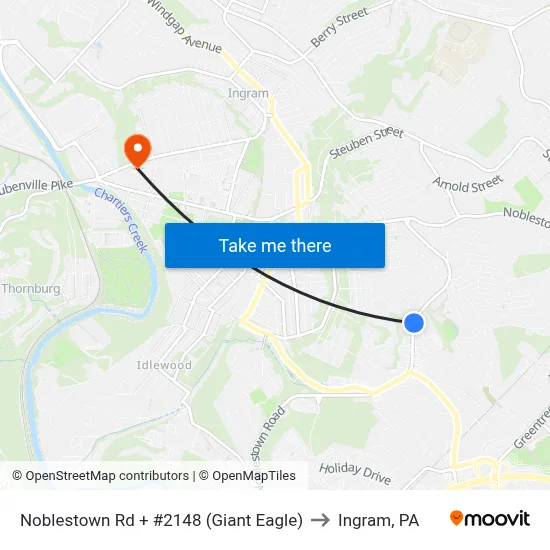 Noblestown Rd + #2148 (Giant Eagle) to Ingram, PA map