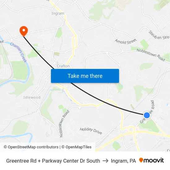 Greentree Rd + Parkway Center Dr South to Ingram, PA map