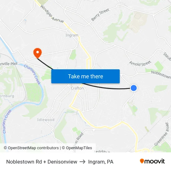 Noblestown Rd + Denisonview to Ingram, PA map