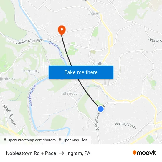 Noblestown Rd + Pace to Ingram, PA map