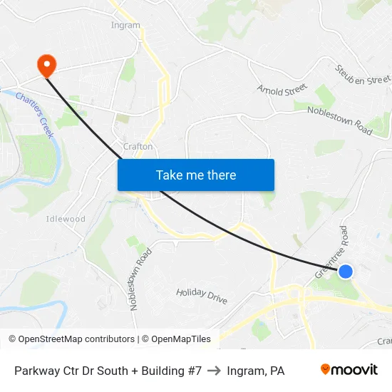 Parkway Ctr Dr South + Building #7 to Ingram, PA map