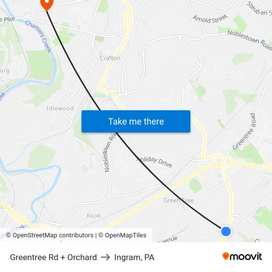 Greentree Rd + Orchard to Ingram, PA map