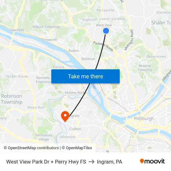 West View Park Dr + Perry Hwy FS to Ingram, PA map