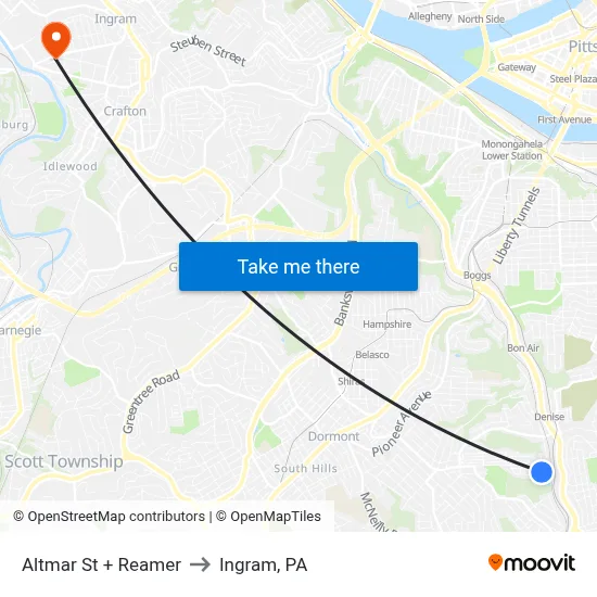 Altmar St + Reamer to Ingram, PA map