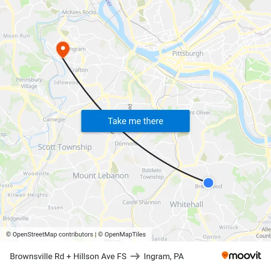 Brownsville Rd + Hillson Ave FS to Ingram, PA map