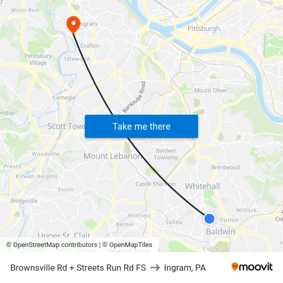 Brownsville Rd + Streets Run Rd FS to Ingram, PA map