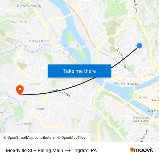 Meadville St + Rising Main to Ingram, PA map