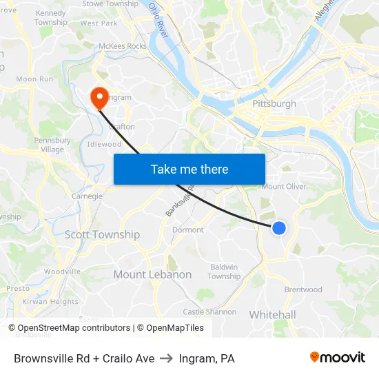 Brownsville Rd + Crailo Ave to Ingram, PA map