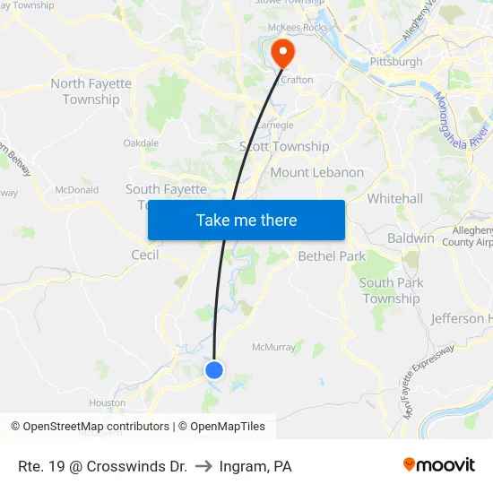Rte. 19 @ Crosswinds Dr. to Ingram, PA map