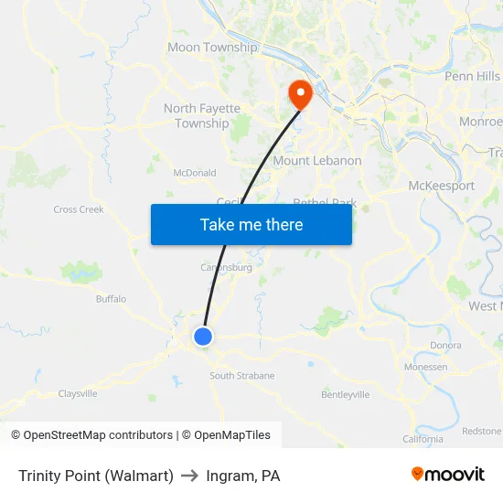 Trinity Point (Walmart) to Ingram, PA map