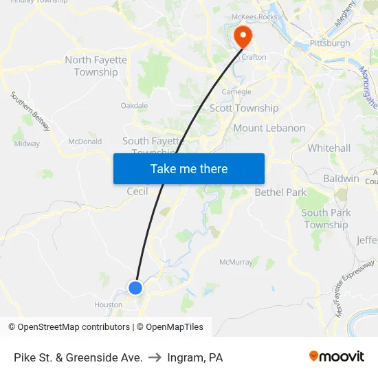 Pike St. & Greenside Ave. to Ingram, PA map