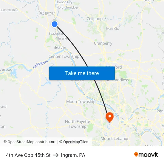 4th Ave Opp 45th St to Ingram, PA map